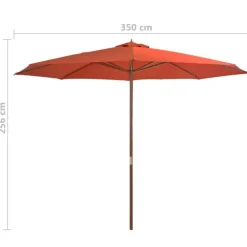 Parasol droit avec mât en bois Ø 350 cm