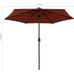 Parasol droit Ø 270 cm avec LED