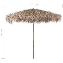 Parasol en bambou avec toit en feuilles de bananier