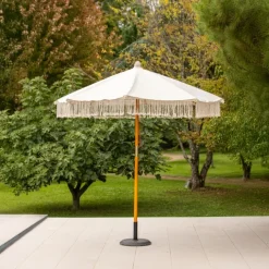 Parasol macramé en polycoton avec toile occultante