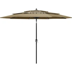 Parasol à 3 niveaux avec mât en aluminium 3 mètres