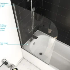 Pare baignoire pivotant courbé en verre trempé