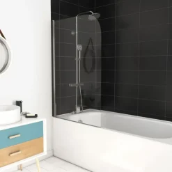 Pare baignoire pivotant courbé en verre trempé