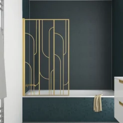 Pare-baignoire rabattable en verre trempé sérigraphié Art déco