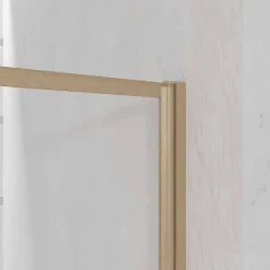 Pare-baignoire rabattable en verre trempé avec cadre aluminium effet bois