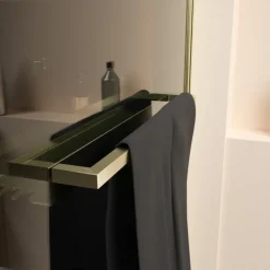 Pare-baignoire rabattable en verre trempé étagère et porte-serviette