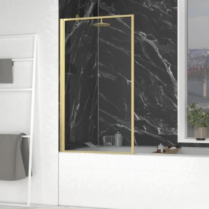 Pare-baignoire rabattable en verre trempé encadrement aluminium