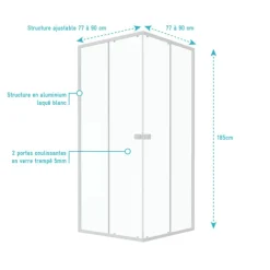 Paroi de douche carrée extensible