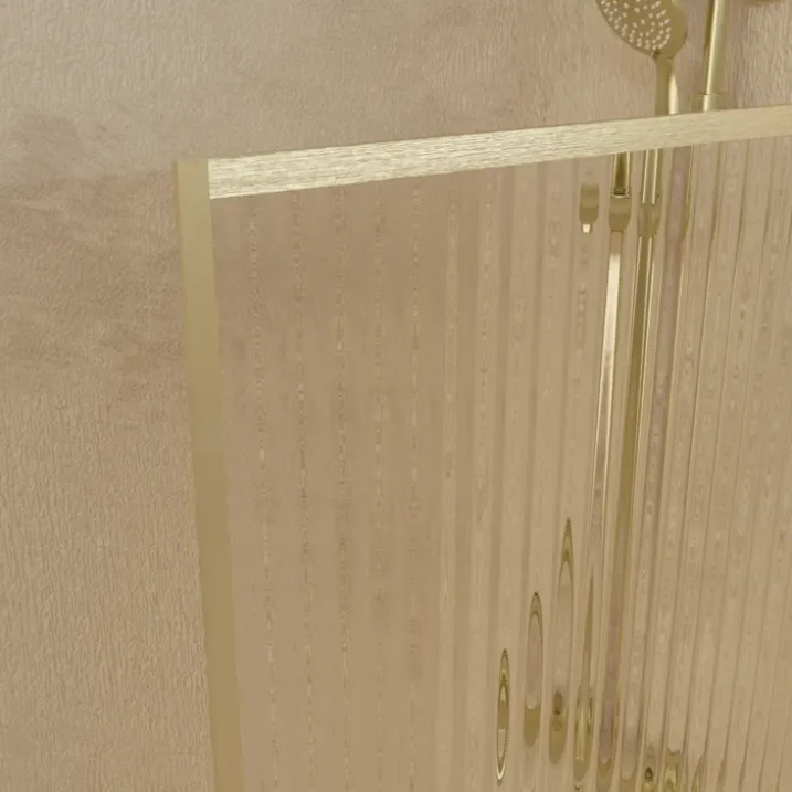 Paroi de douche en verre cannelé doré brossé