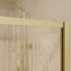 Paroi de douche en verre cannelé doré brossé