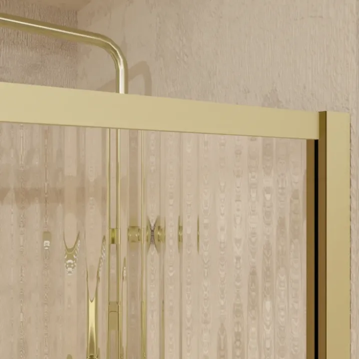 Paroi de douche en verre cannelé doré brossé