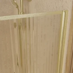 Paroi de douche en verre cannelé doré brossé