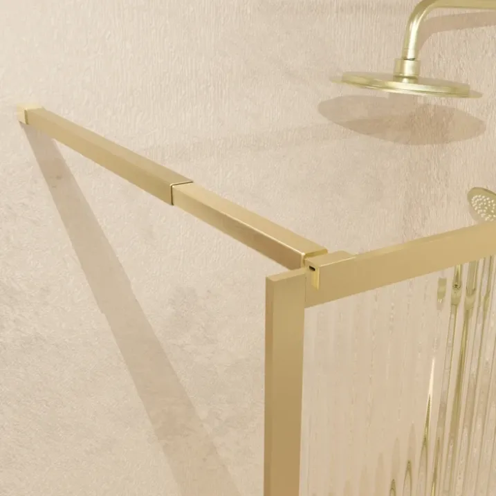 Paroi de douche en verre cannelé doré brossé