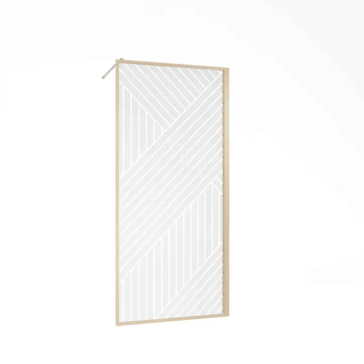 Paroi de douche en verre sérigraphié style Japandi motif géométrique