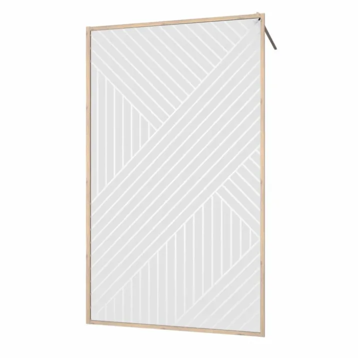 Paroi de douche en verre sérigraphié style Japandi motif géométrique