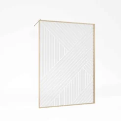 Paroi de douche en verre sérigraphié style Japandi motif géométrique