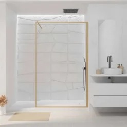 Paroi de douche en verre trempé effet bois