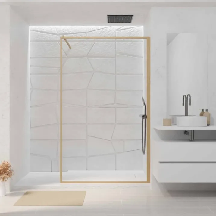 Paroi de douche en verre trempé effet bois