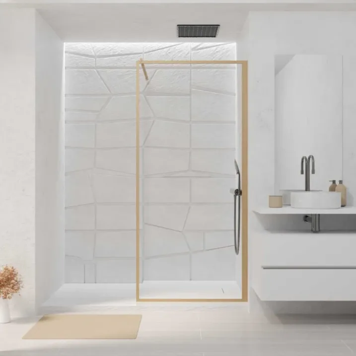 Paroi de douche en verre trempé effet bois