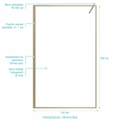 Paroi de douche en verre trempé effet bois