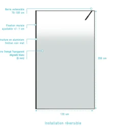 Paroi de douche en verre trempé effet brume