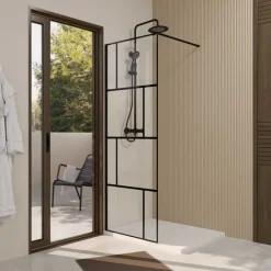 Paroi de douche fixe sérigraphiée en verre trempé anticalcaire