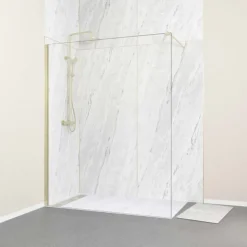 Paroi de douche italienne en verre trempé avec profilé or brossé