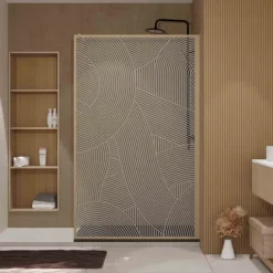 Paroi de douche Japandi en verre sérigraphié motif arrondi