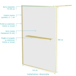 Paroi de douche à l’italienne avec étagère et porte-serviette