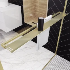 Paroi de douche à l’italienne avec étagère et porte-serviette