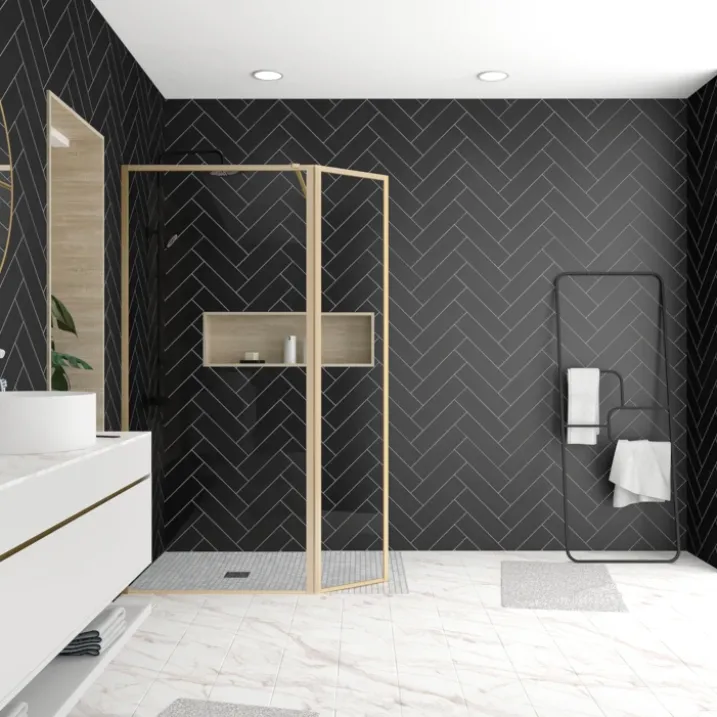 Paroi de douche à l’italienne avec volet pivotant en verre trempé 5 mm