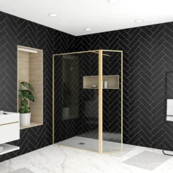 Paroi de douche à l’italienne avec volet pivotant en verre trempé 5 mm