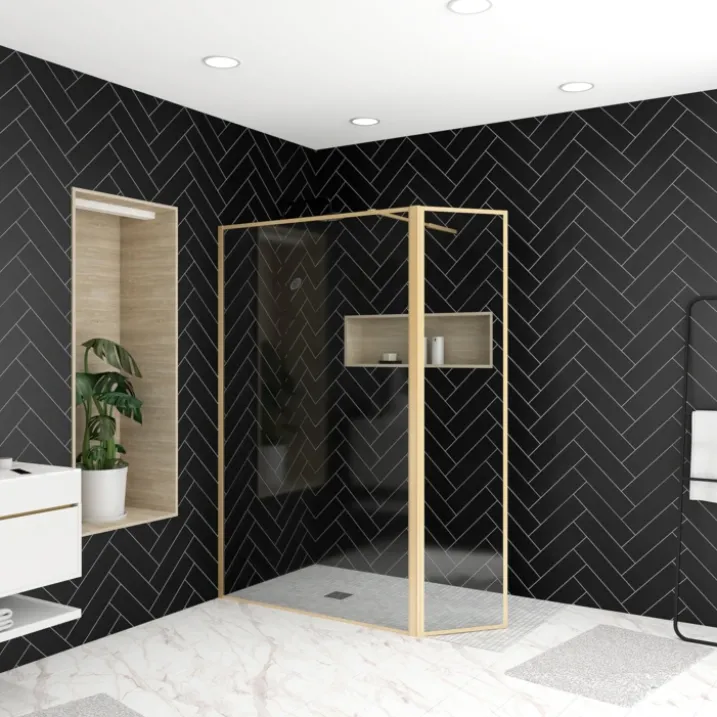 Paroi de douche à l’italienne avec volet pivotant en verre trempé 5 mm