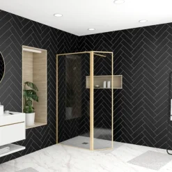 Paroi de douche à l’italienne avec volet pivotant en verre trempé 5 mm