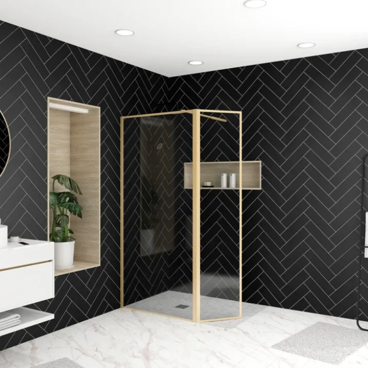 Paroi de douche à l’italienne avec volet pivotant en verre trempé 5 mm