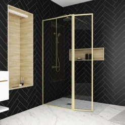 Paroi de douche à l’italienne avec volet pivotant en verre trempé 5 mm