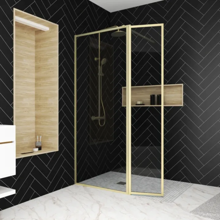 Paroi de douche à l’italienne avec volet pivotant en verre trempé 5 mm