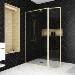 Paroi de douche à l’italienne avec volet pivotant en verre trempé 5 mm