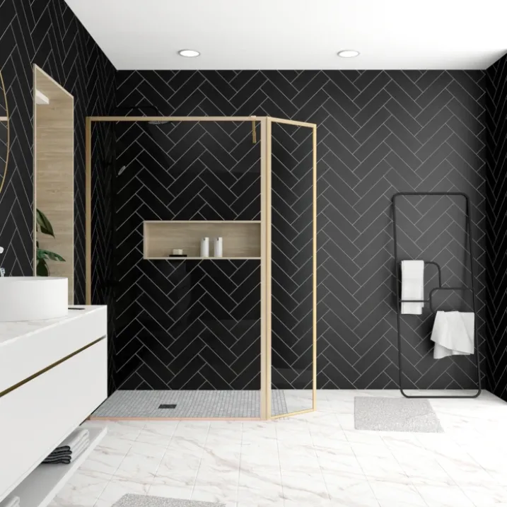 Paroi de douche à l’italienne avec volet pivotant en verre trempé 5 mm