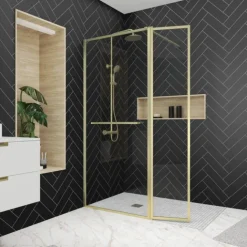 Paroi de douche à l’italienne 3-en-1 avec volet pivotant