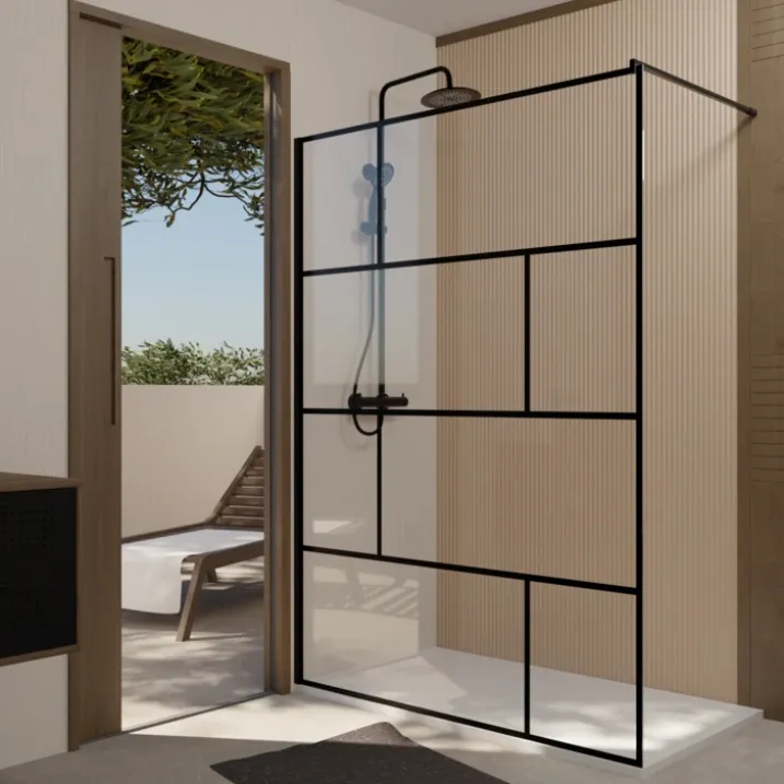 Paroi de douche à l’italienne en verre trempé 8 mm géométriques