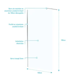 Paroi de douche minimaliste en verre trempé