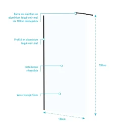 Paroi de douche minimaliste en verre trempé