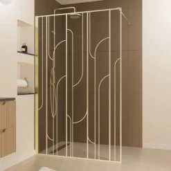 Paroi de douche sérigraphiée art déco arrondie