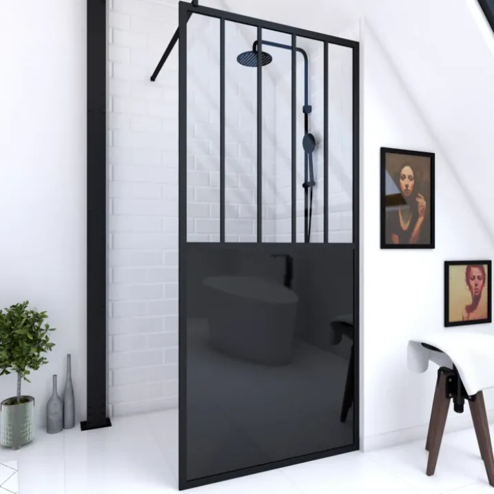 Paroi de douche verrière en verre trempé 5 mm avec structure aluminium
