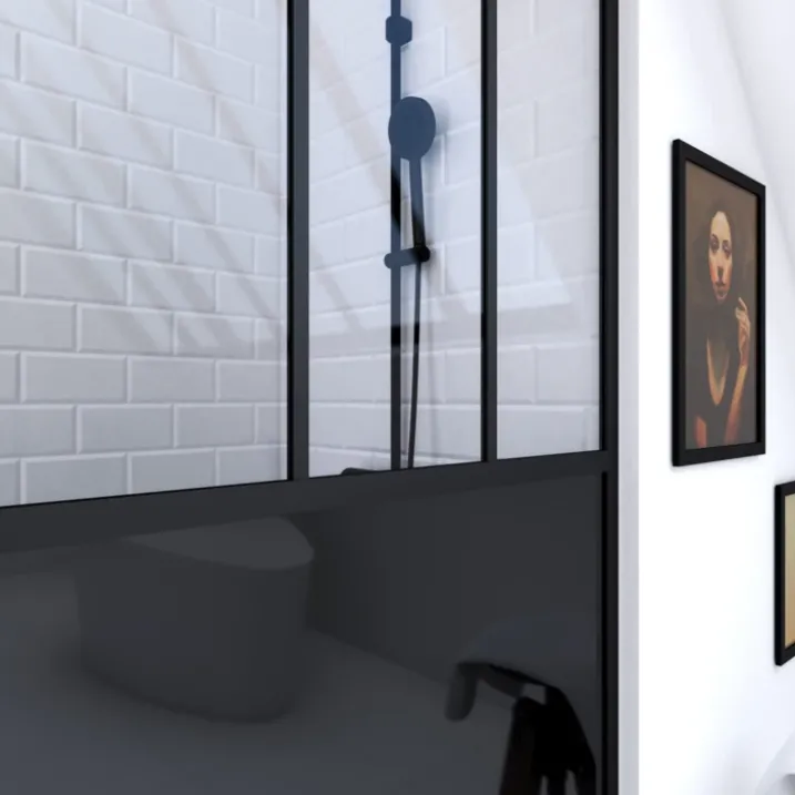 Paroi de douche verrière en verre trempé 5 mm avec structure aluminium