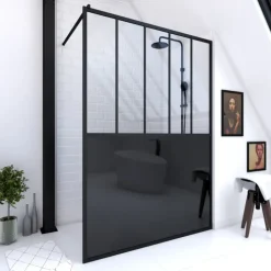 Paroi de douche verrière en verre trempé 5 mm avec structure aluminium