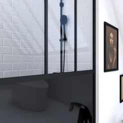 Paroi de douche verrière en verre trempé 5 mm avec structure aluminium