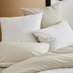 Parure de couette en percale de coton à rayures