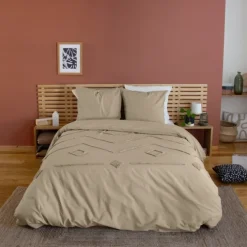 Parure de lit coton lavé tuftée géométrique